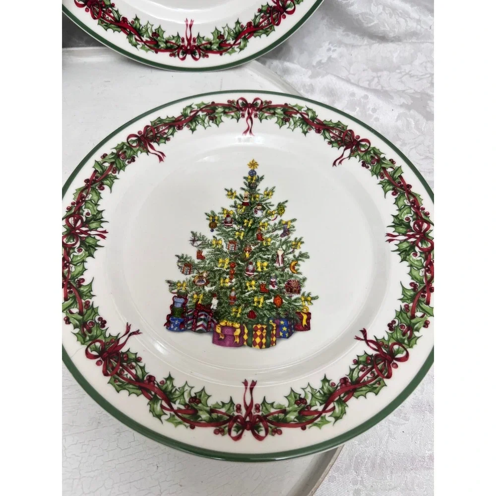 Christopher Radko Traditions Holiday Celebrations Christmas Tree Plates Set of 4